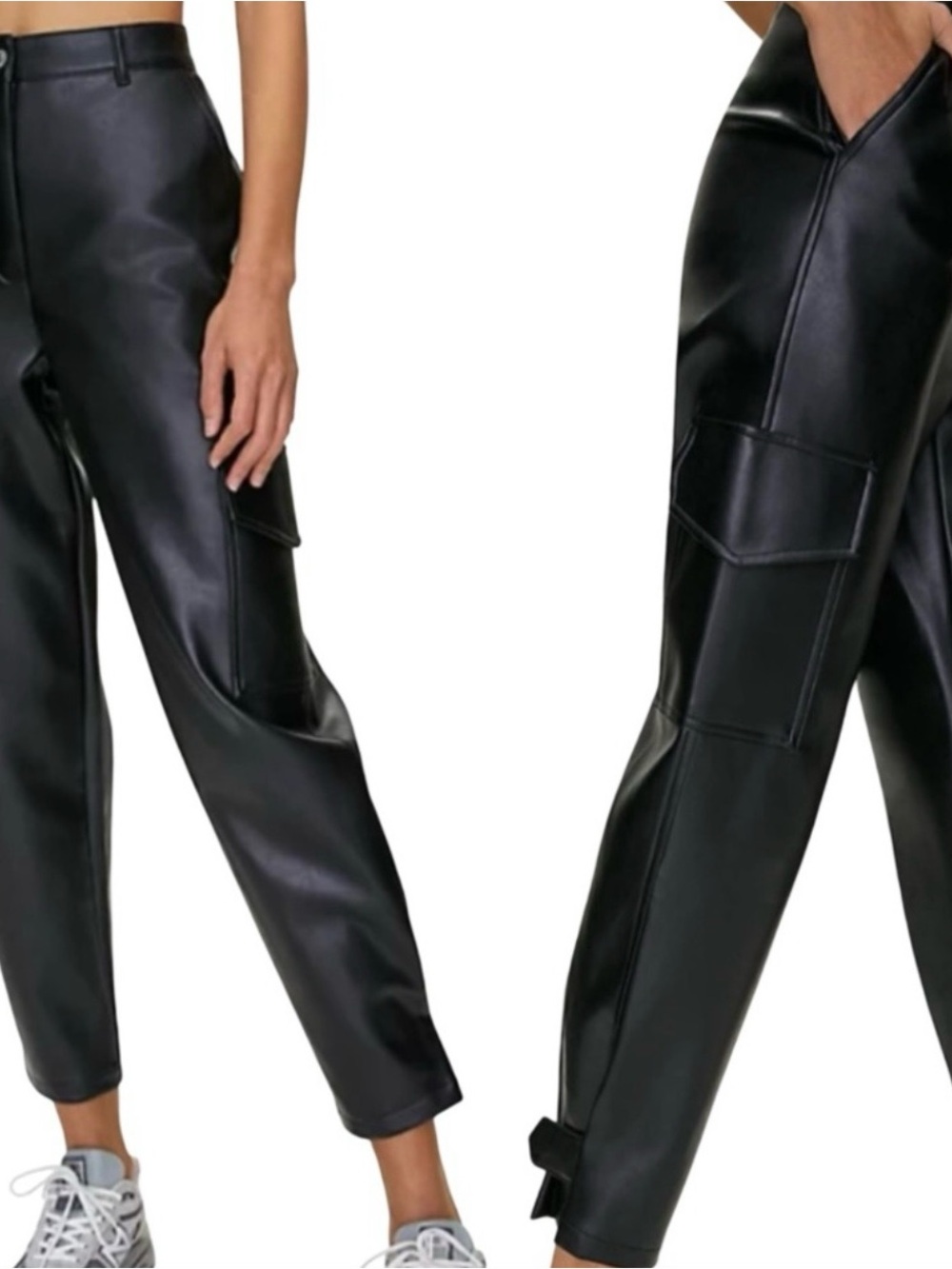 Wilfred Black Faux Leather Cargo Crop Pants